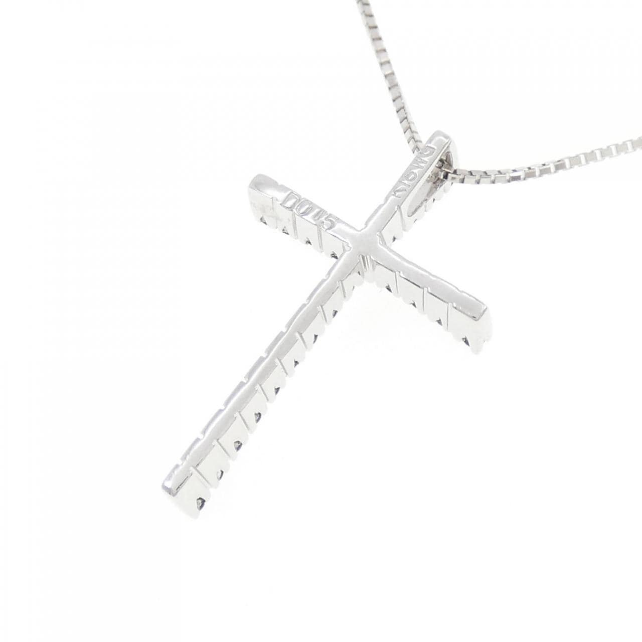 K18WG クロス ダイヤモンド ネックレス 0.15CT