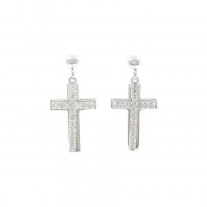 K18WG クロス ダイヤモンド ピアス 0.44CT
