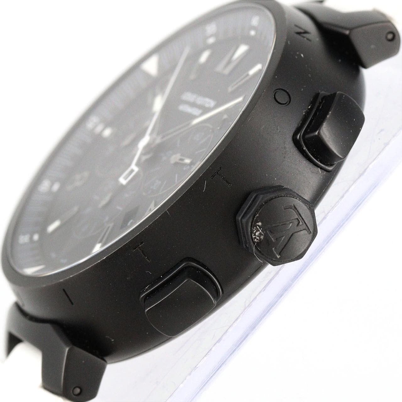 【ノーメンテナンス還元価格】ルイヴィトン タンブールオールブラッククロノグラフ Q1A62 SS 自動巻