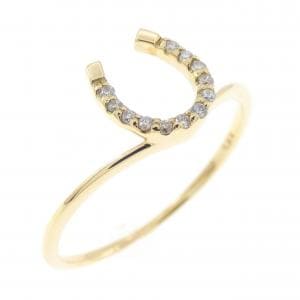 K18YG ホースシュー ダイヤモンド リング 0.05CT
