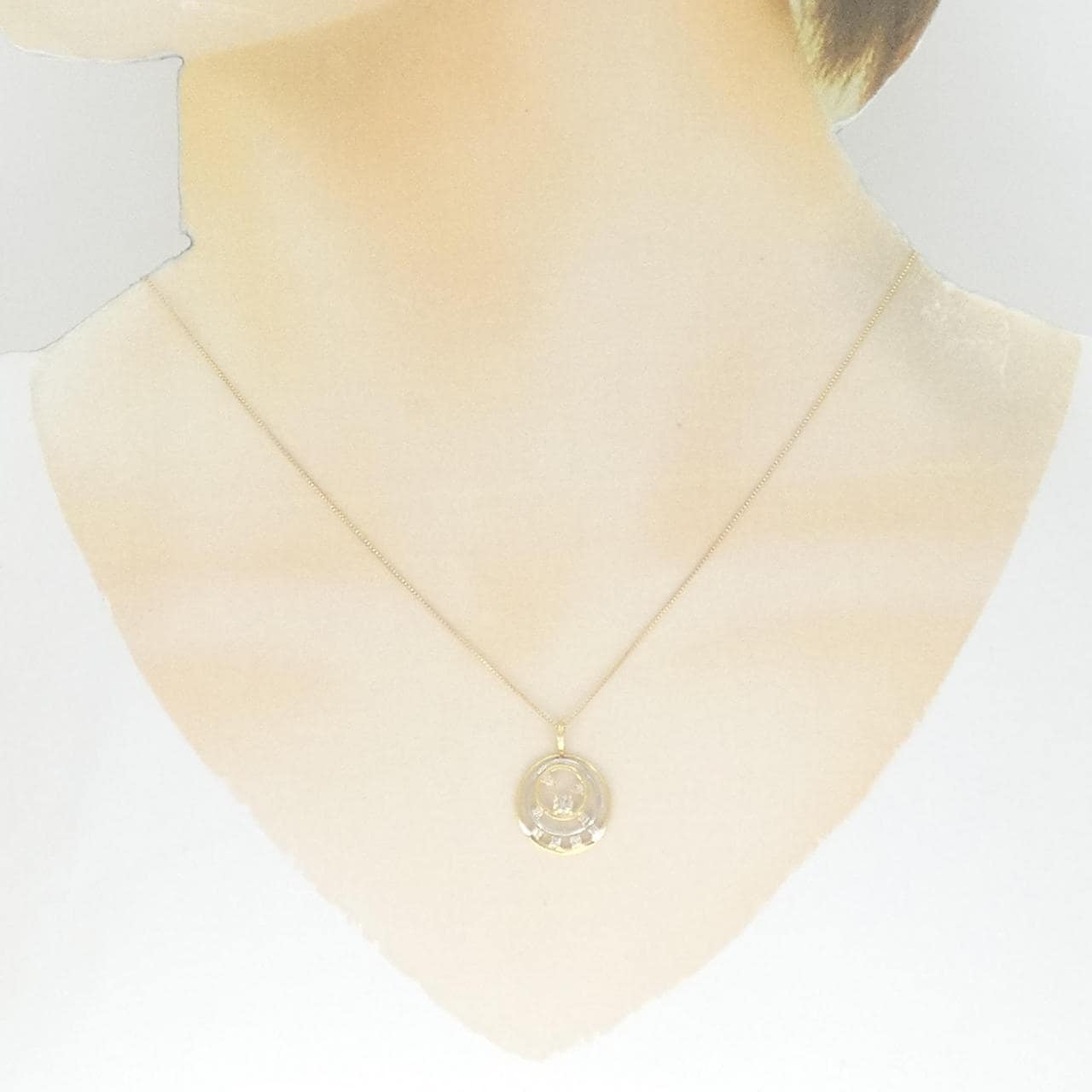 K18YG/PT950 ダイヤモンド ネックレス 0.15CT