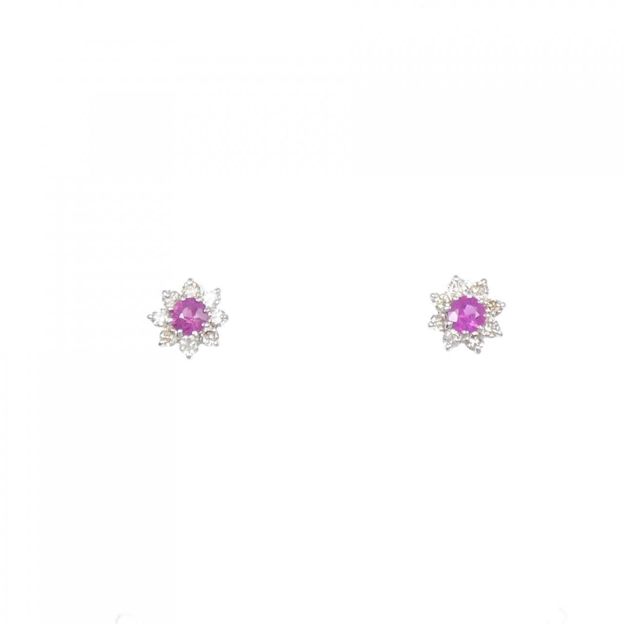 【新品】PT900 ルビー ピアス 0.16CT
