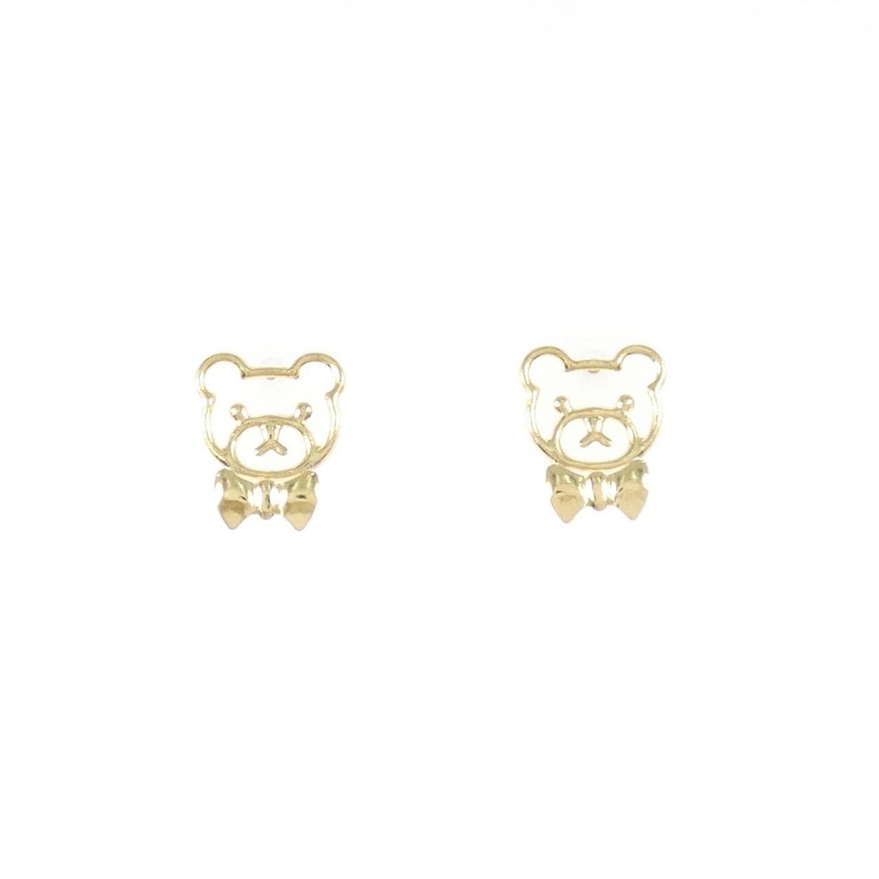 【新品】K18YG ベア×リボン ピアス