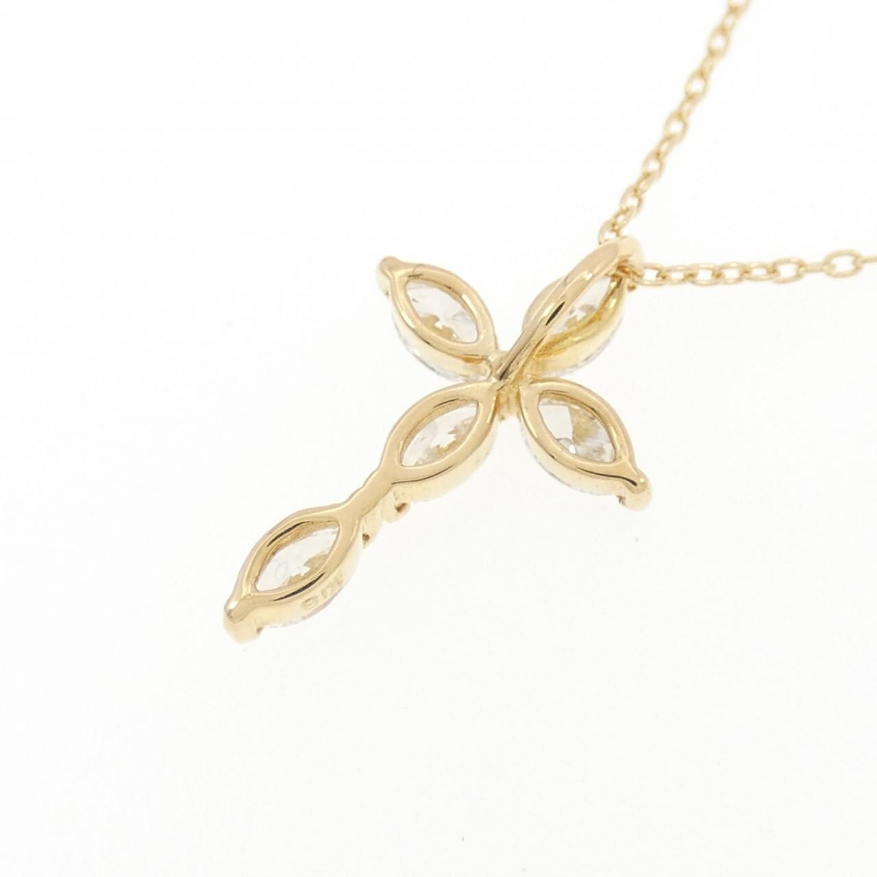 K18YG クロス ダイヤモンド ネックレス 0.39CT