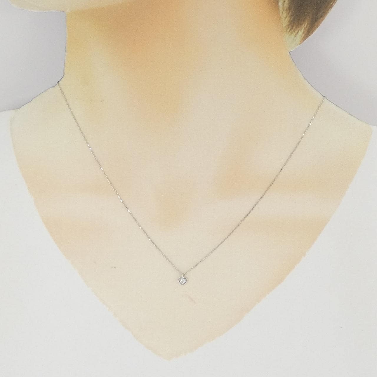 K10WG ハート ダイヤモンド ネックレス 0.05CT