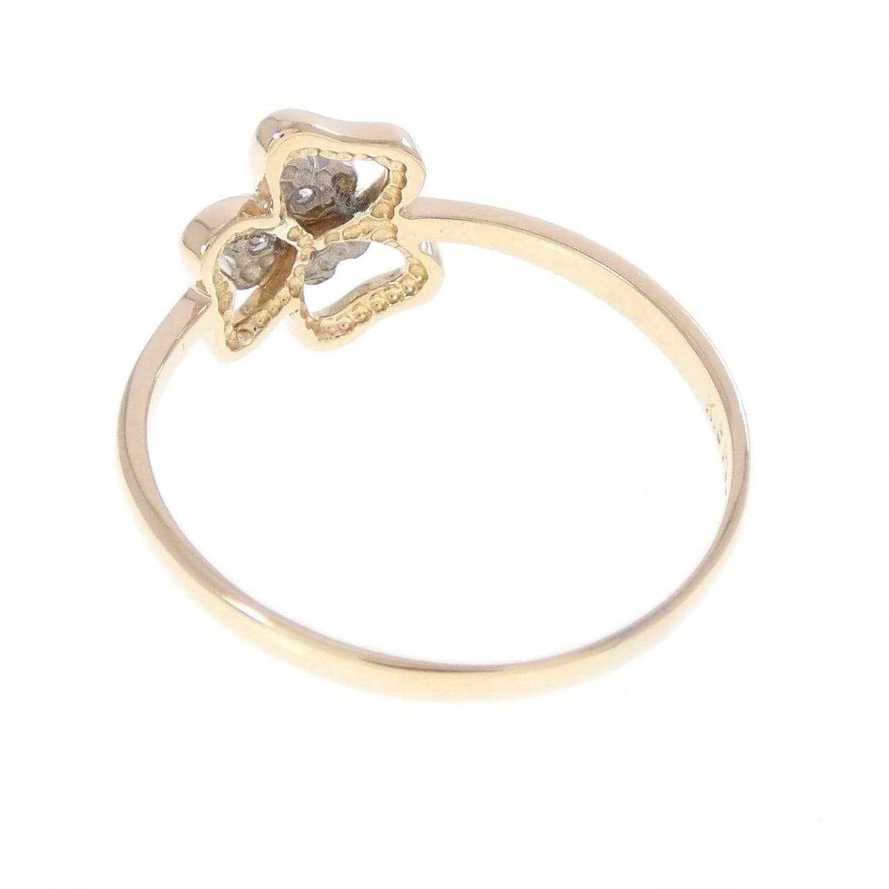K18YG/PT900 フラワー ダイヤモンド リング 0.03CT