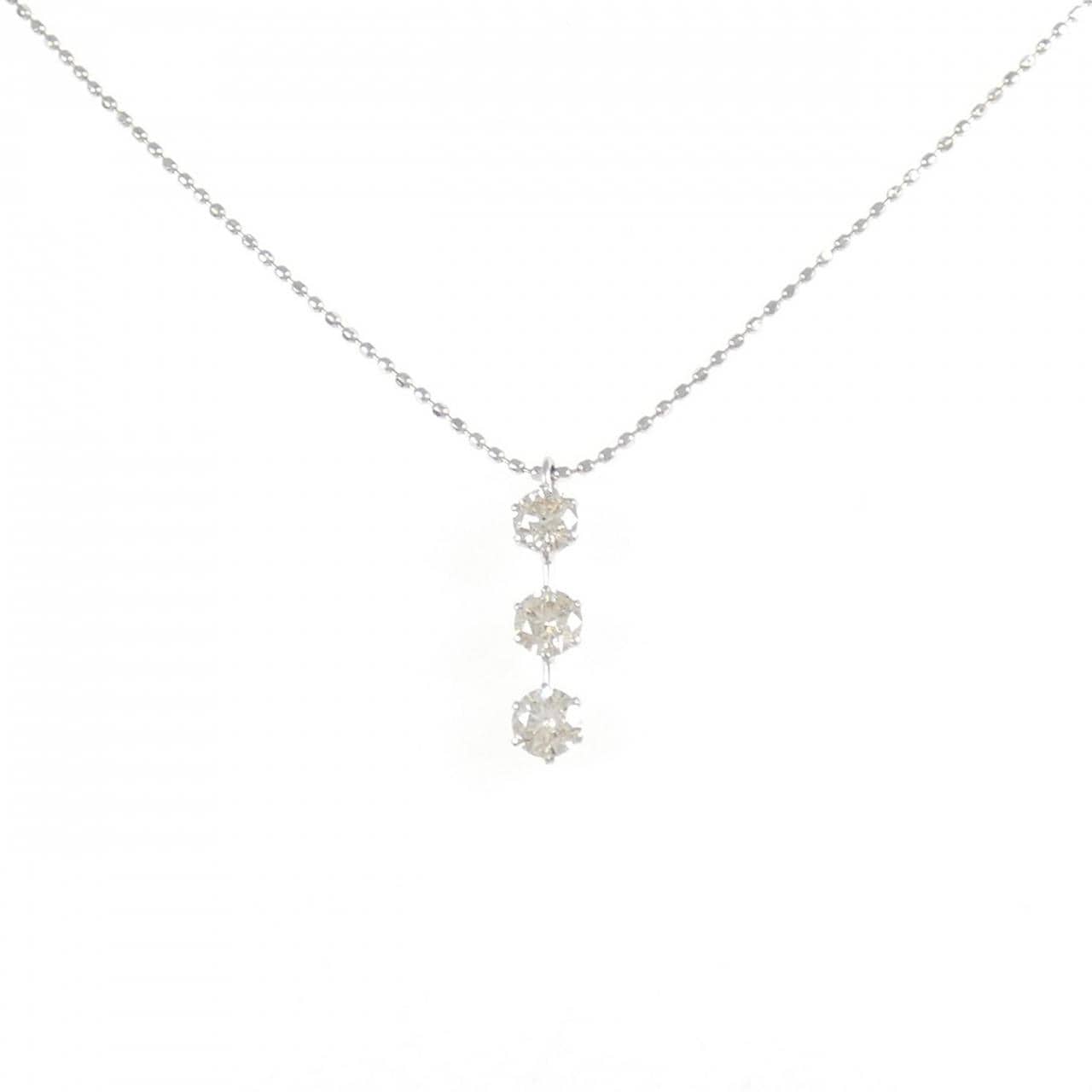 K18WG スリーストーン ダイヤモンド ネックレス 0.50CT