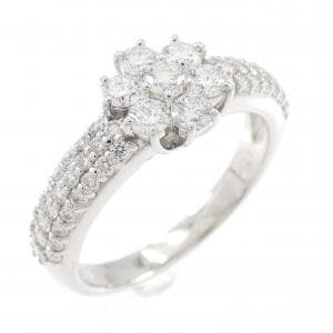K18WG フラワー ダイヤモンド リング 0.70CT