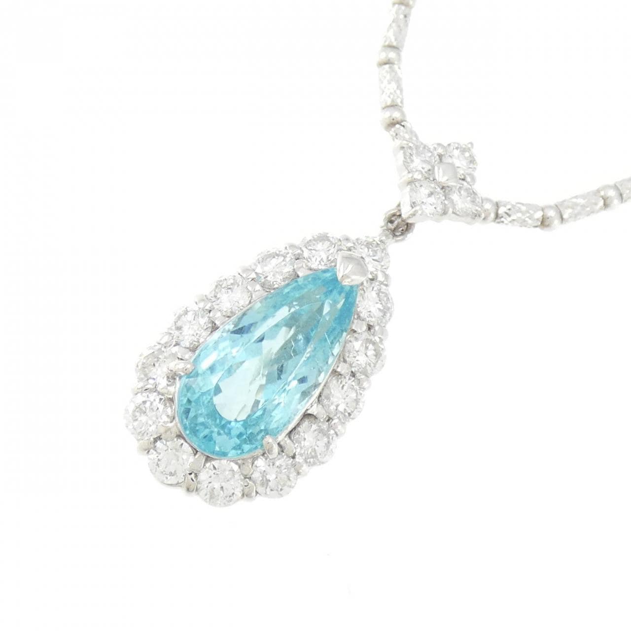 PT900/K18WG パライバトルマリン ネックレス 3.67CT