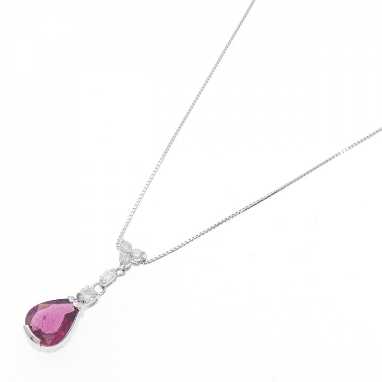 K18WG ルベライトトルマリン ネックレス 1.70CT