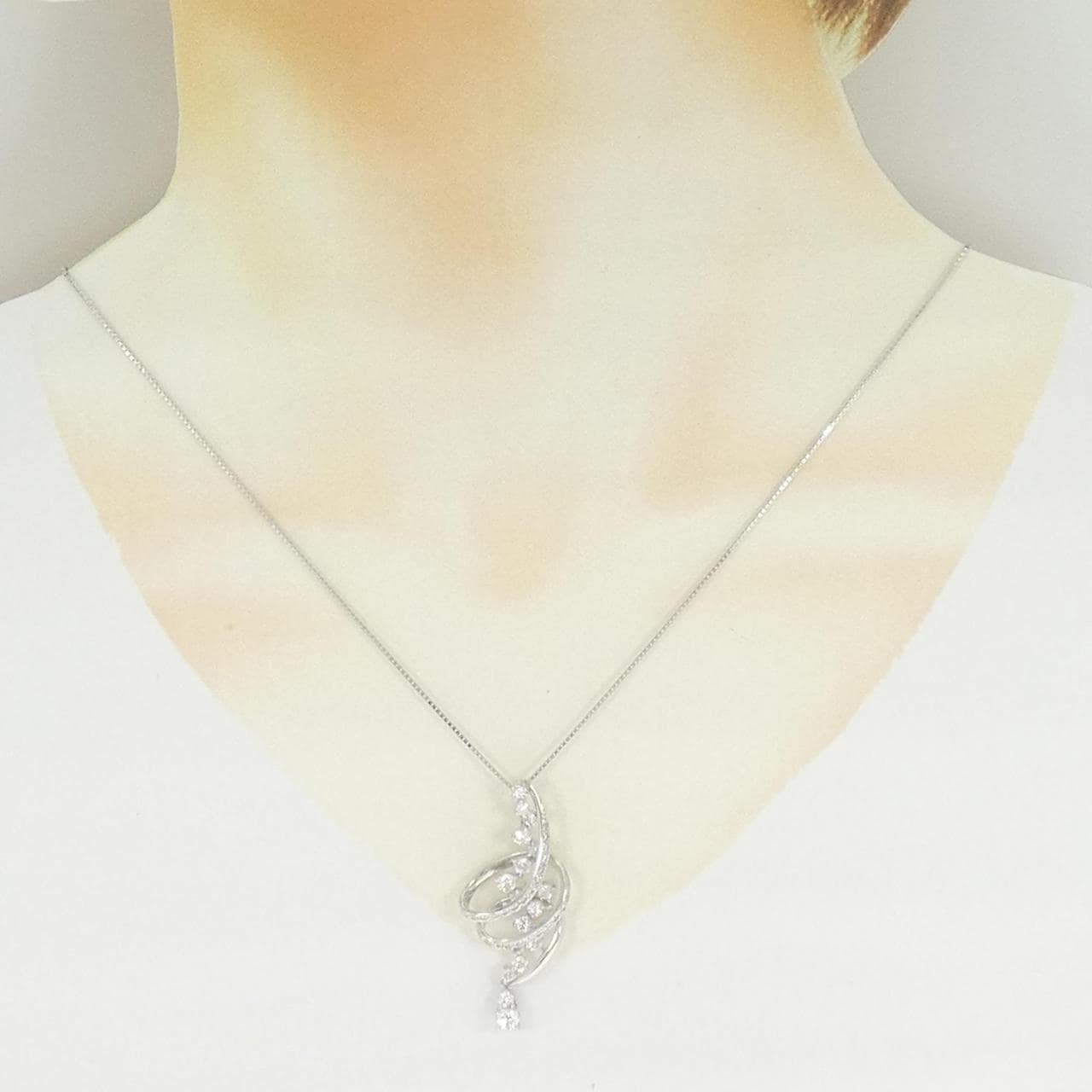 K18WG ダイヤモンド ネックレス 1.40CT