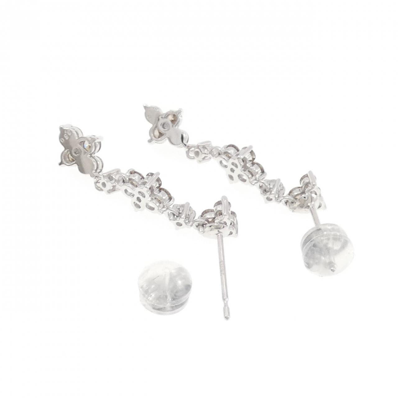 K18WG フラワー ダイヤモンド ピアス 1.00CT