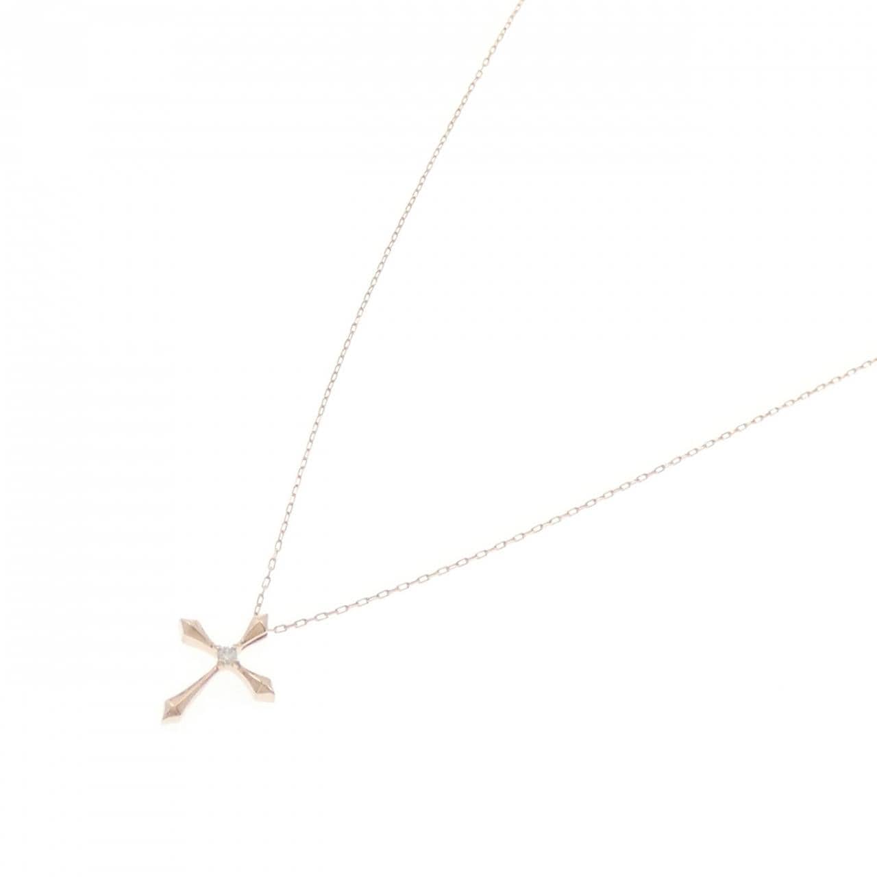 K10PG クロス ダイヤモンド ネックレス 0.02CT