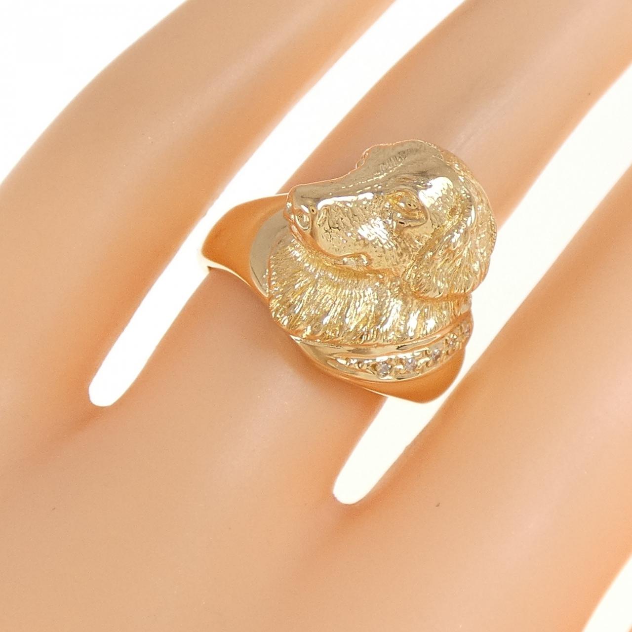 K18YG ドッグ ダイヤモンド リング 0.02CT