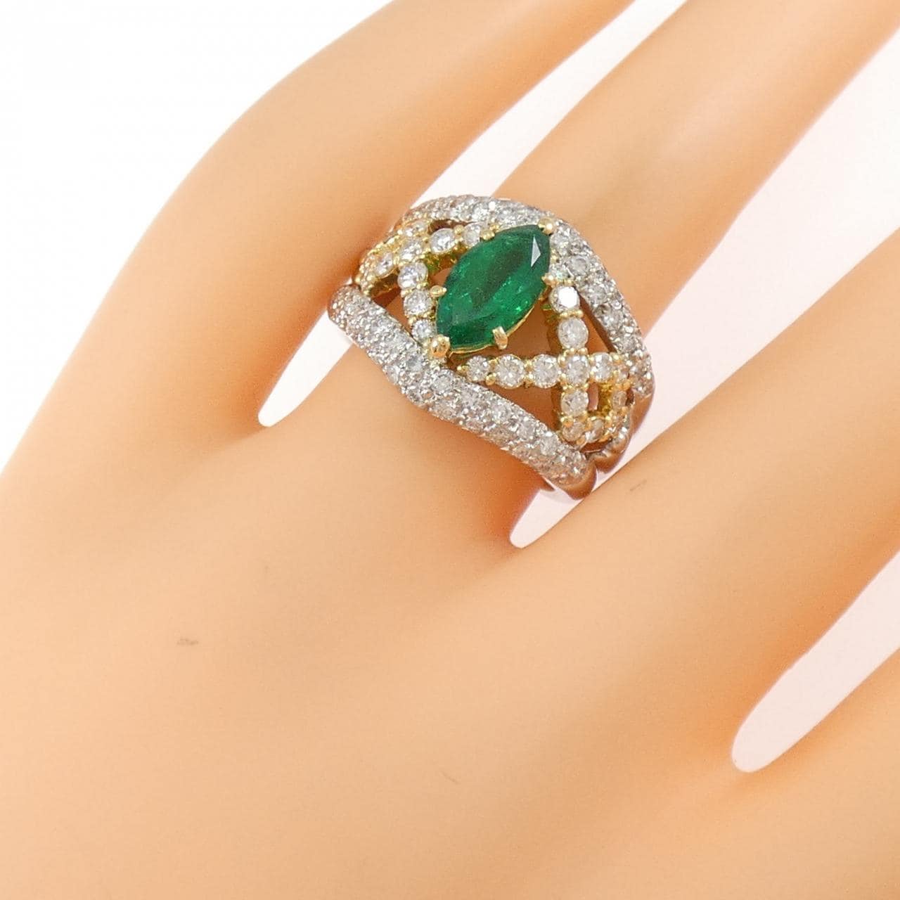 PT900/K18YG エメラルド リング 1.48CT