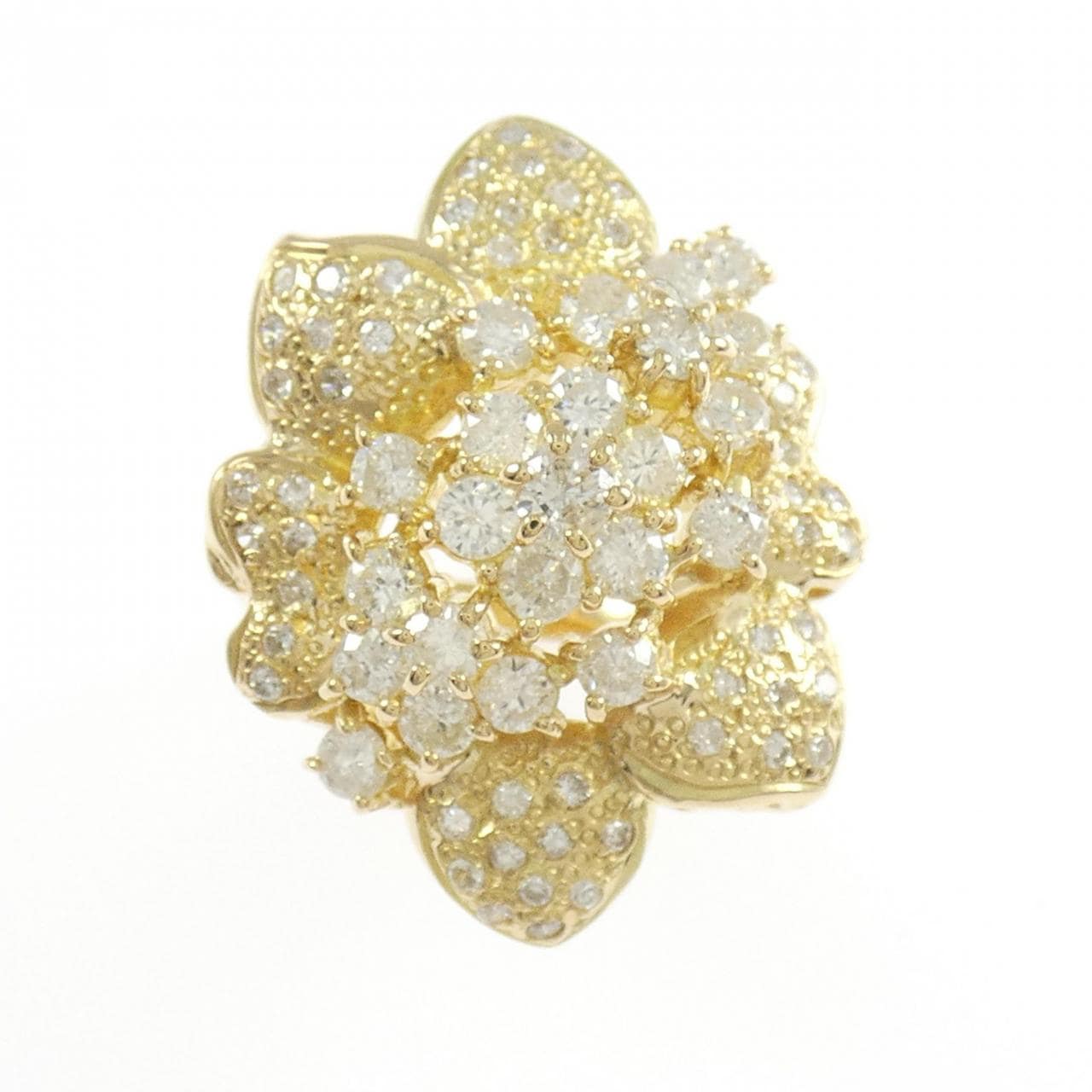 K18YG フラワー ダイヤモンド リング 1.64CT