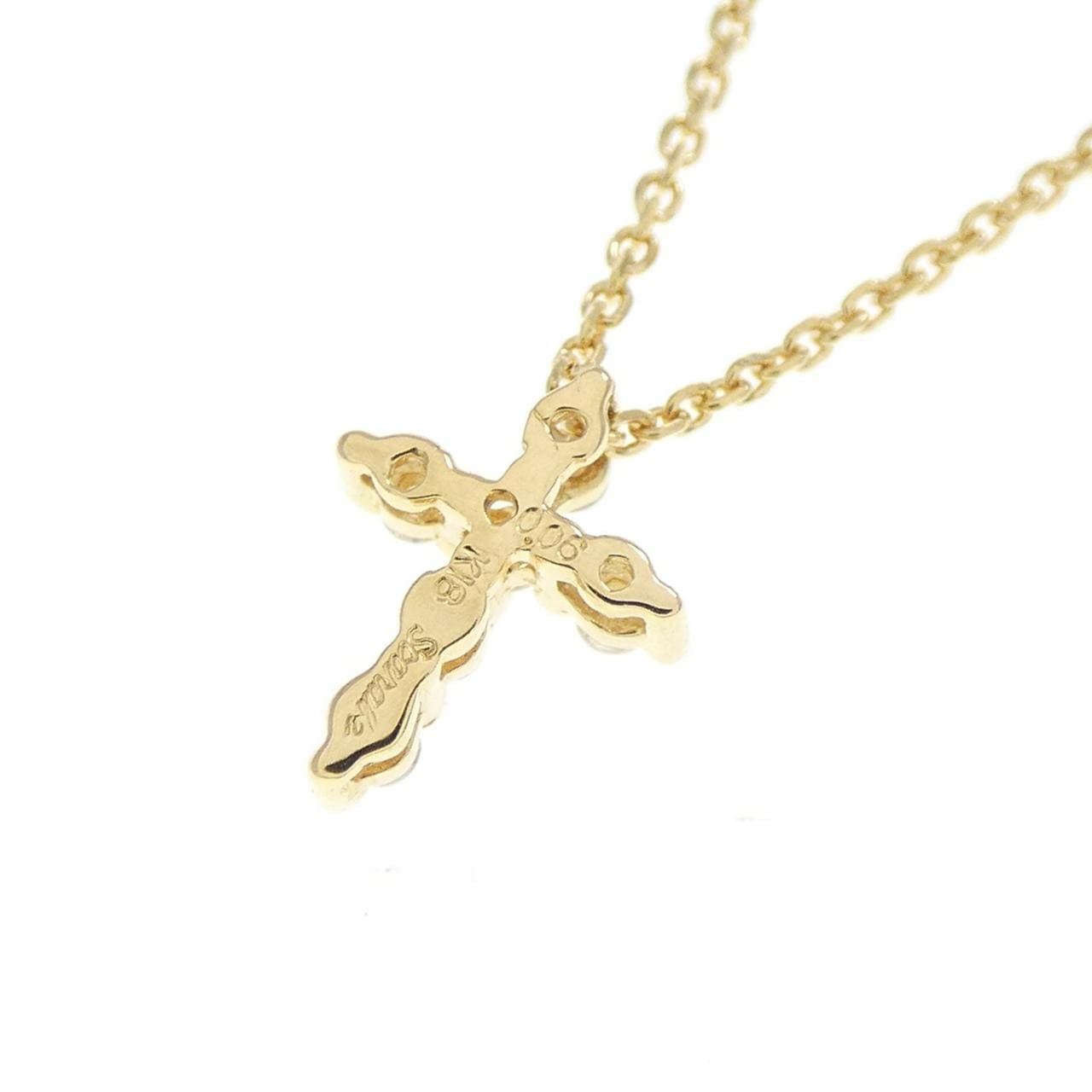 K18YG クロス ダイヤモンド ネックレス 0.06CT