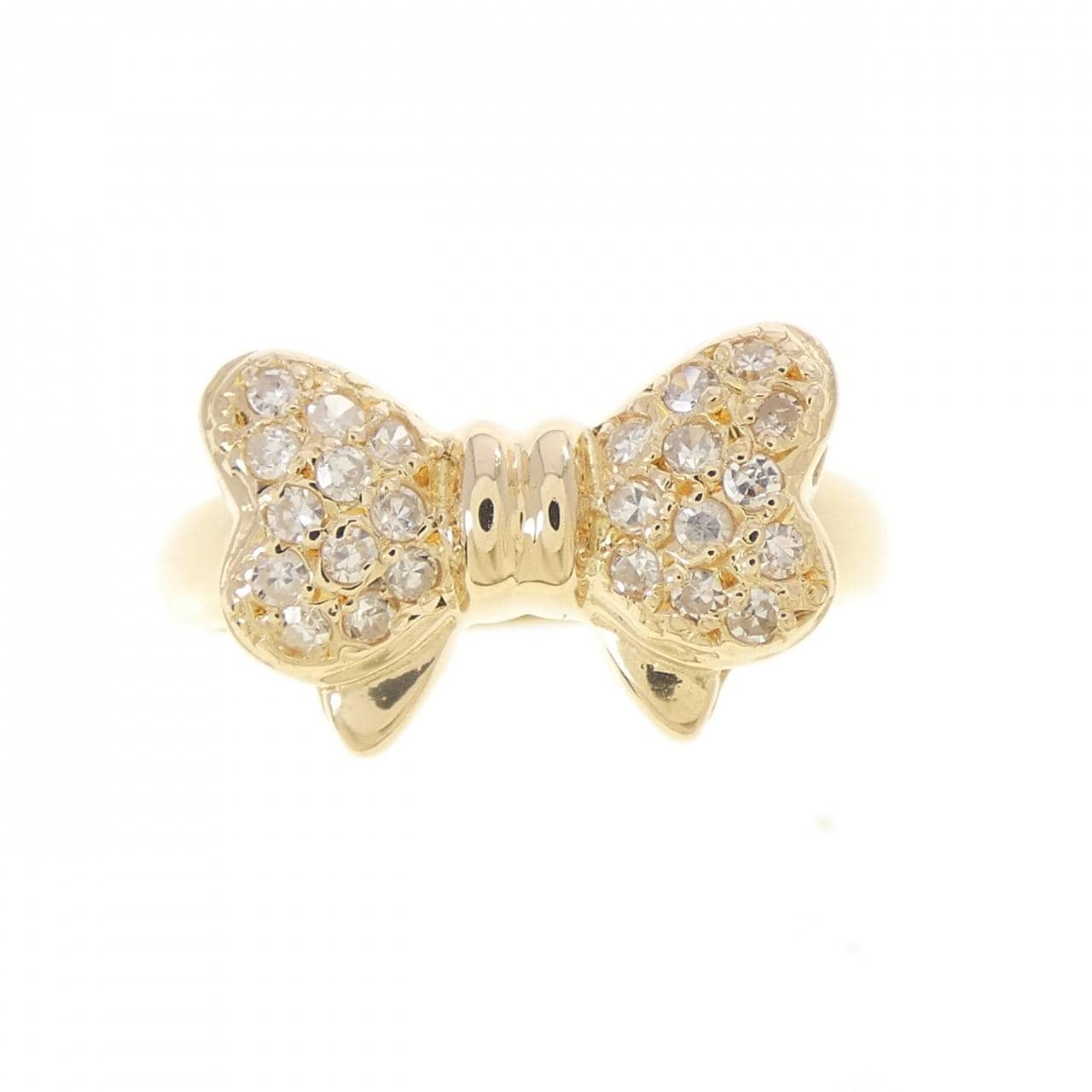 K18YG リボン ダイヤモンド リング 0.19CT
