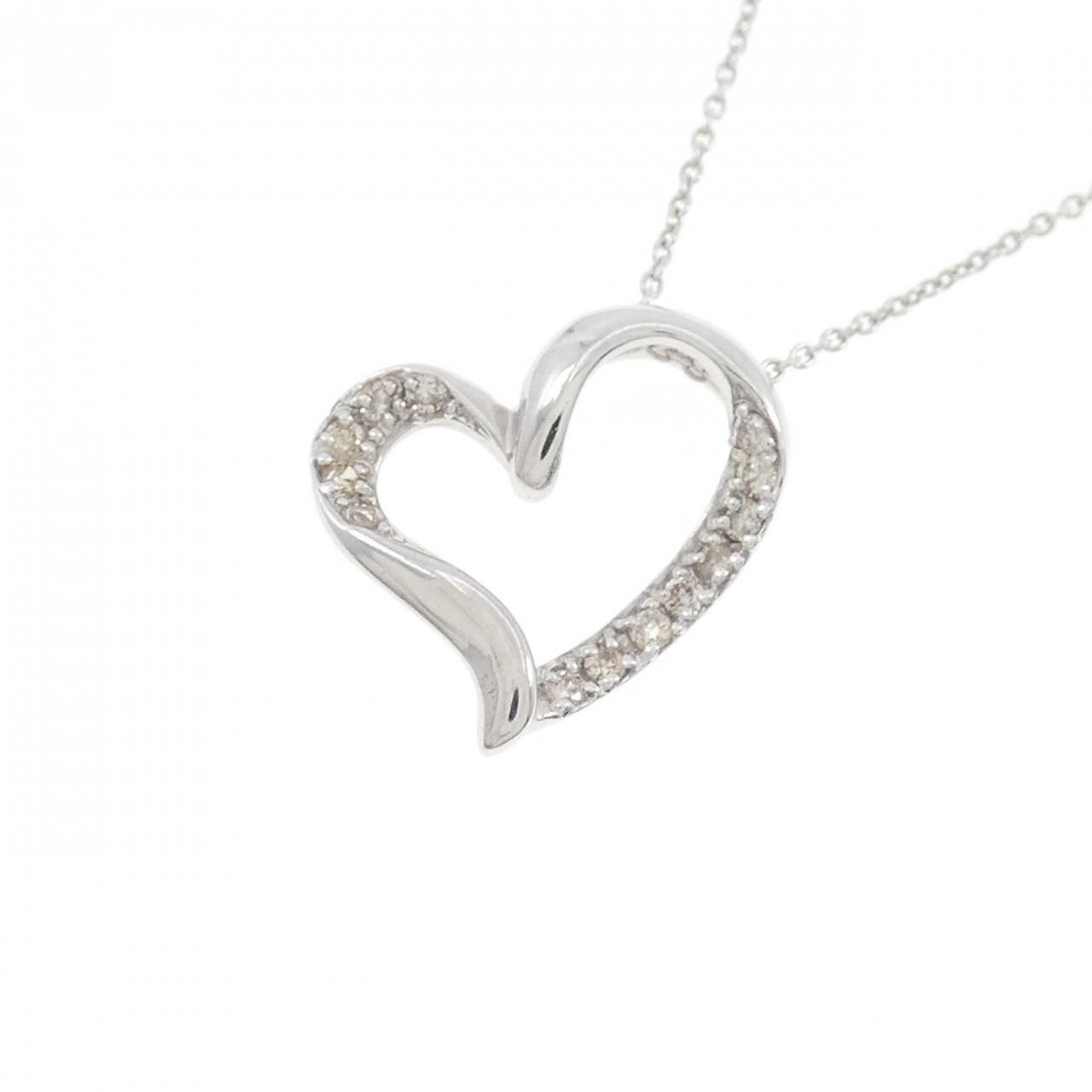 K18WG ハート ダイヤモンド ネックレス 0.15CT