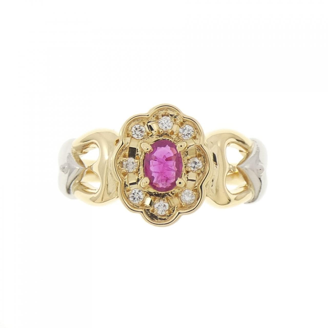 K18YG/PT900红宝石戒指