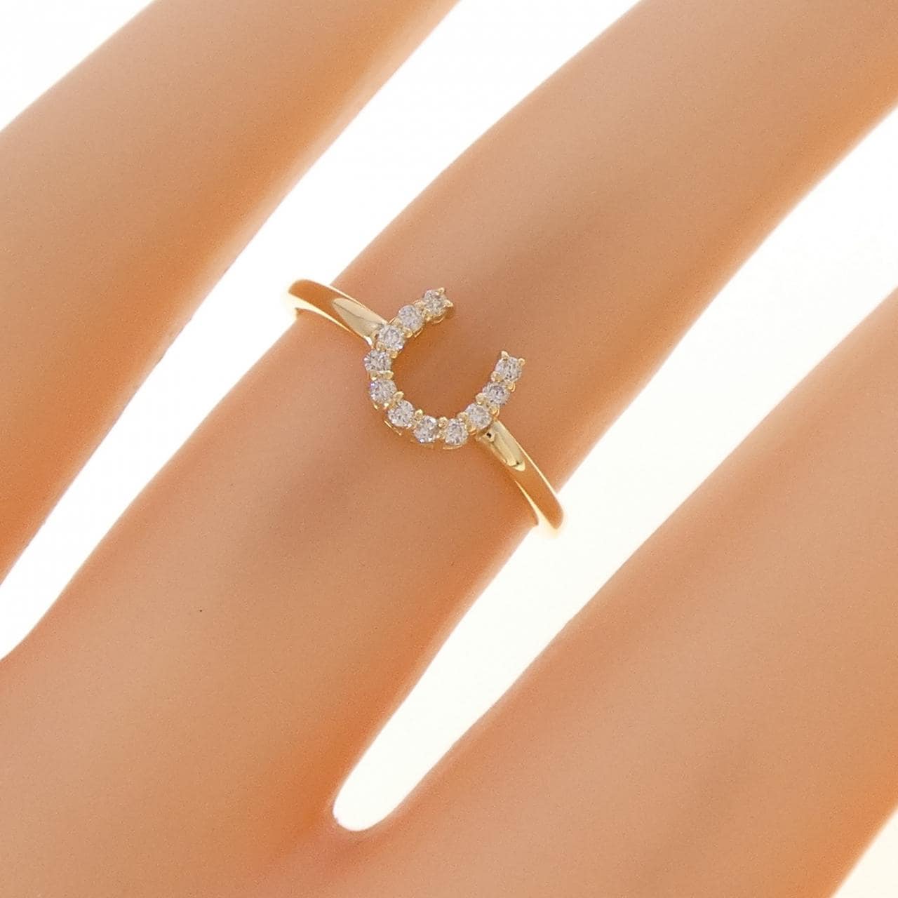 K18YG ホースシュー ダイヤモンド リング 0.07CT