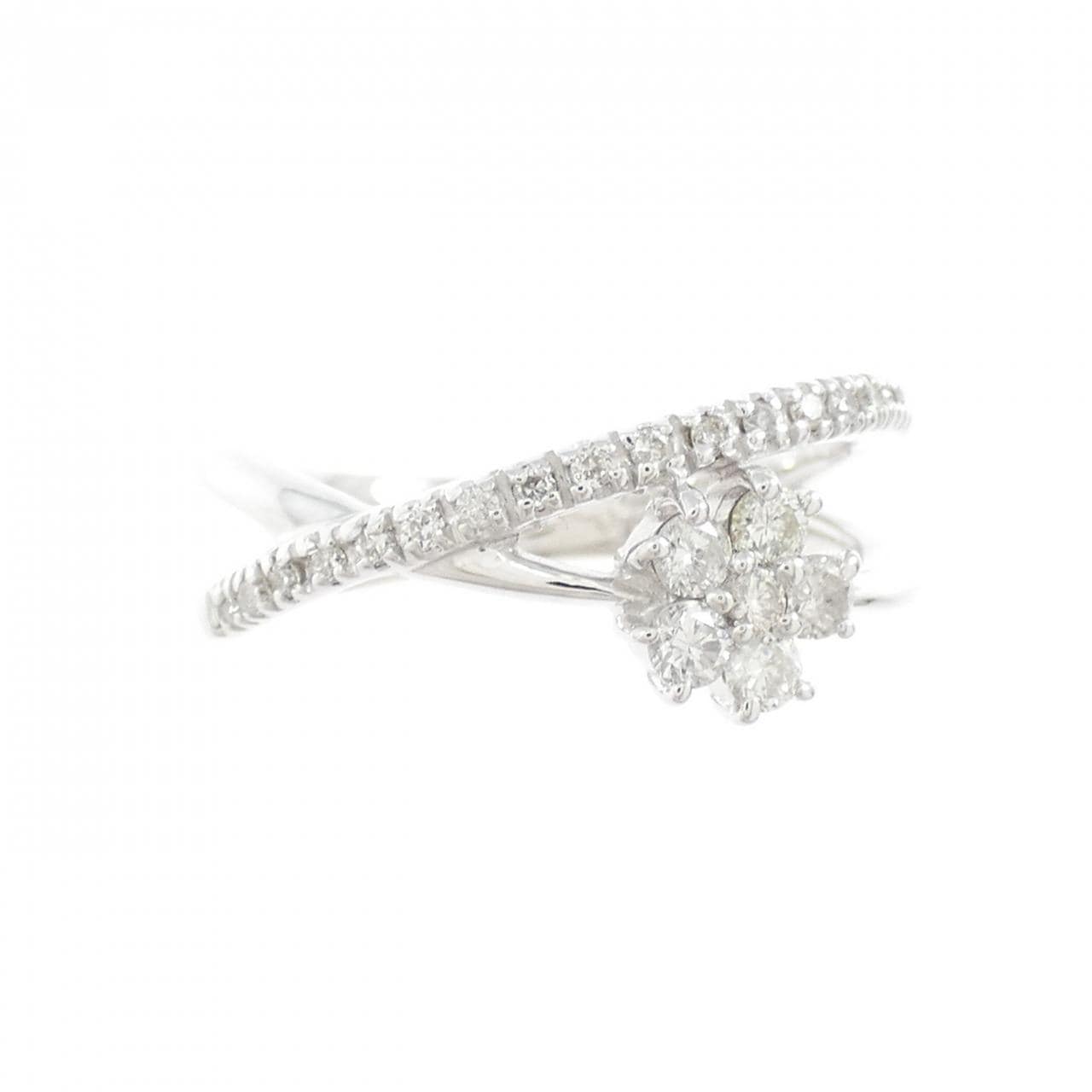 K18WG フラワー ダイヤモンド リング 0.27CT