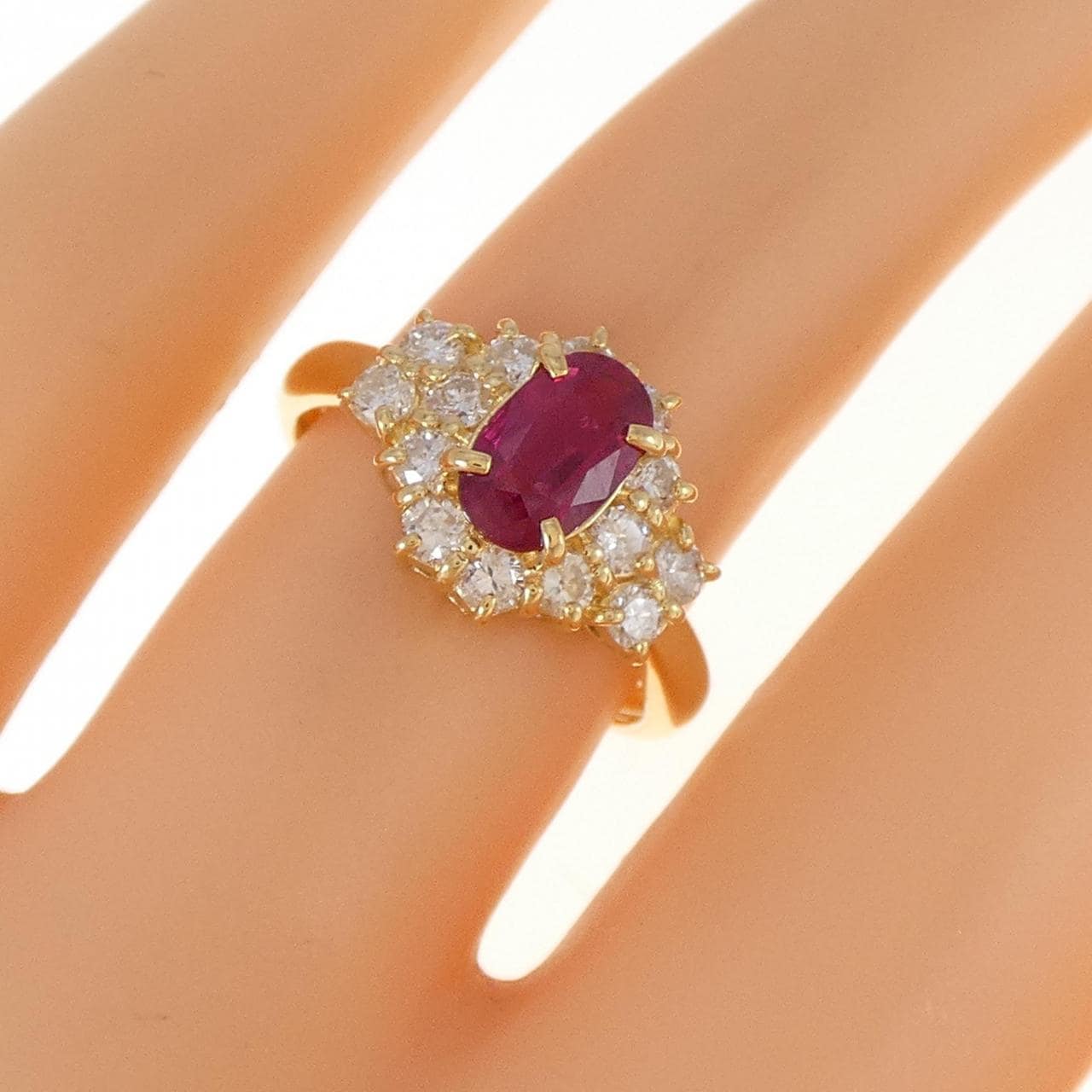 K18YG ルビー リング 0.84CT