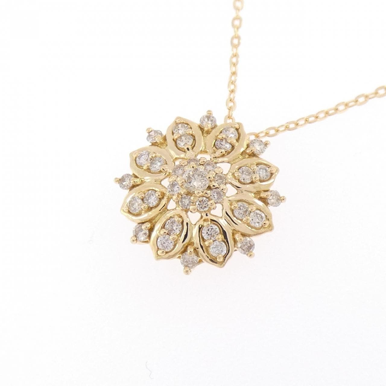 K18YG フラワー ダイヤモンド ネックレス 0.20CT