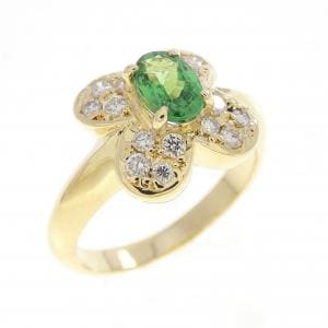 K18YG フラワー エメラルド リング 0.585CT
