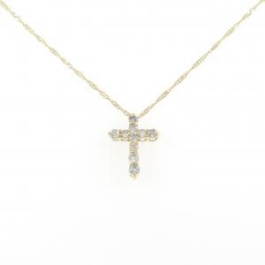 K18YG/750YG クロス ダイヤモンド ネックレス 0.30CT