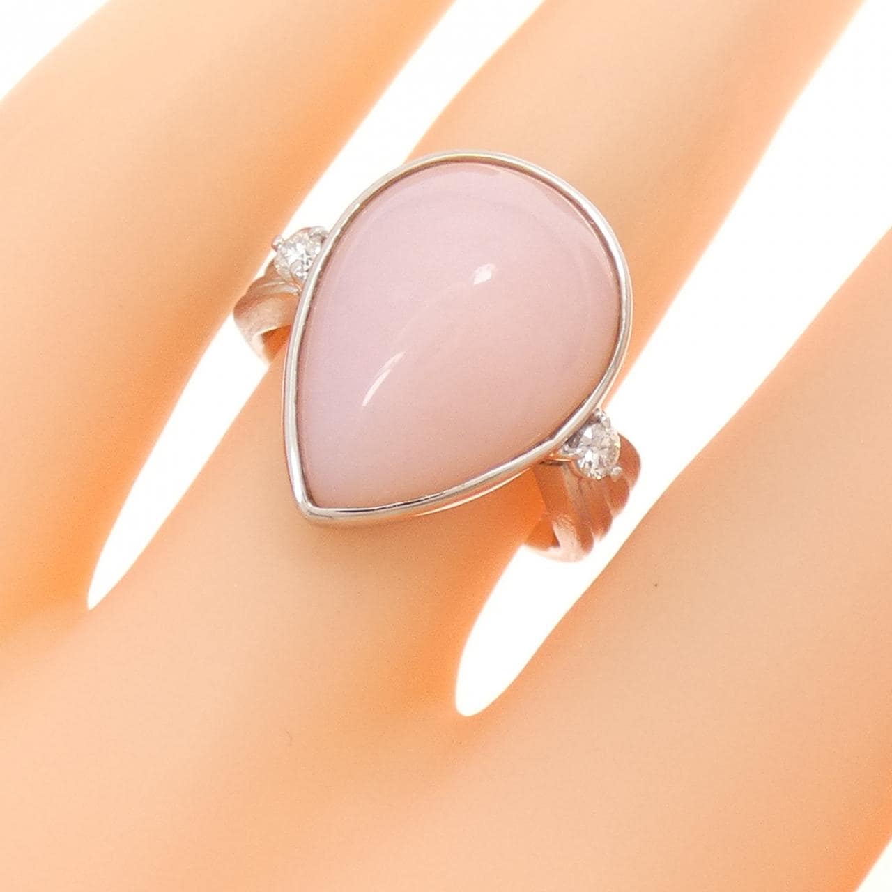K18WG ピンクオパール リング 5.82CT