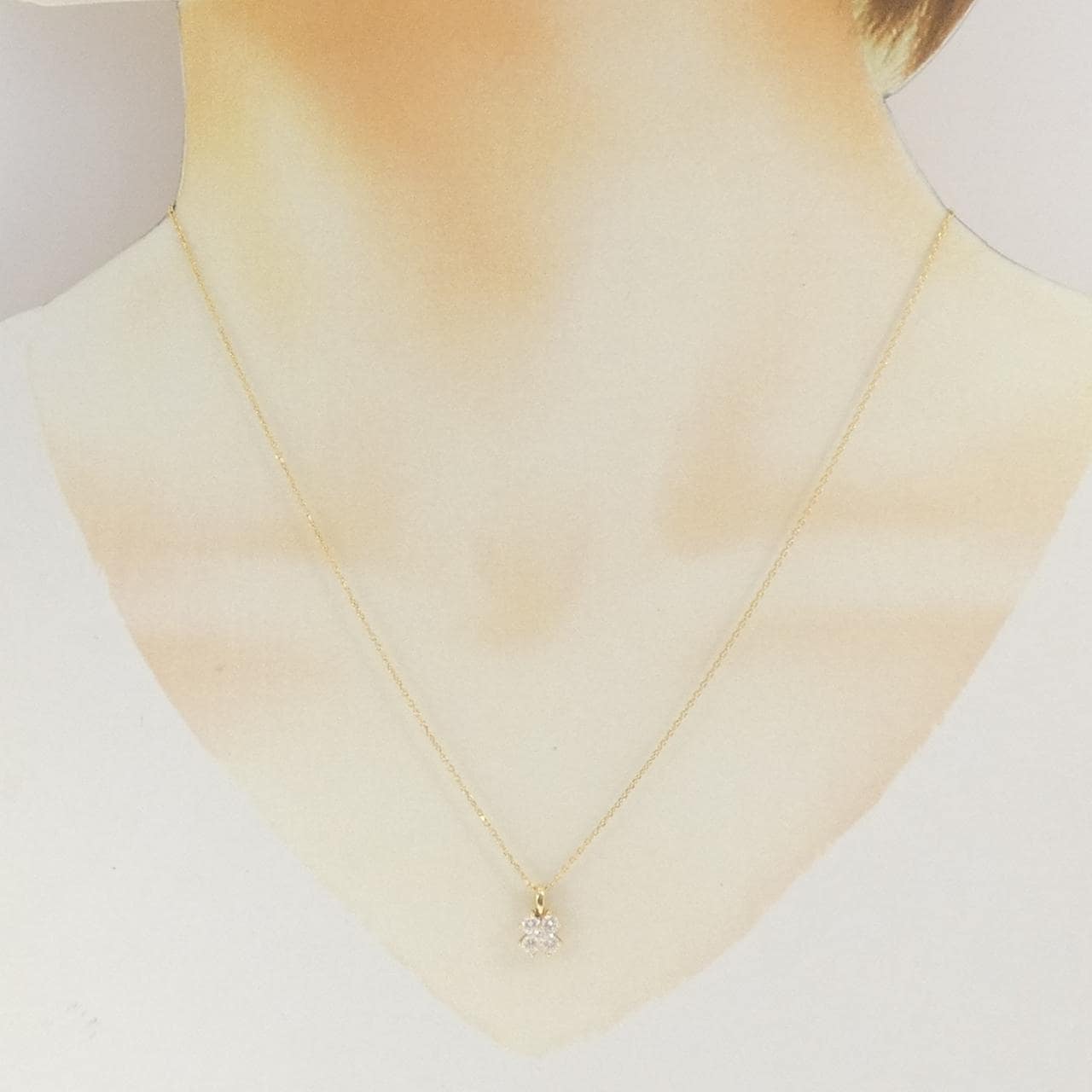 K18YG フラワー ダイヤモンド ネックレス 0.33CT