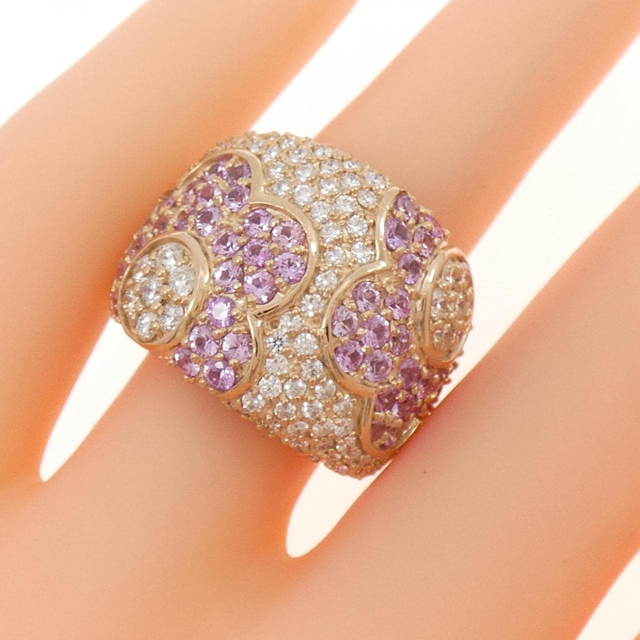 K18PG フラワー サファイヤ リング 1.72CT