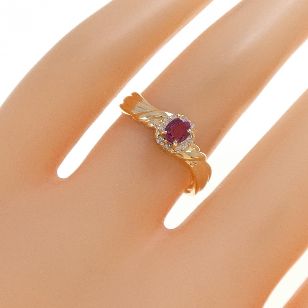 K18YG ルビー リング 0.22CT