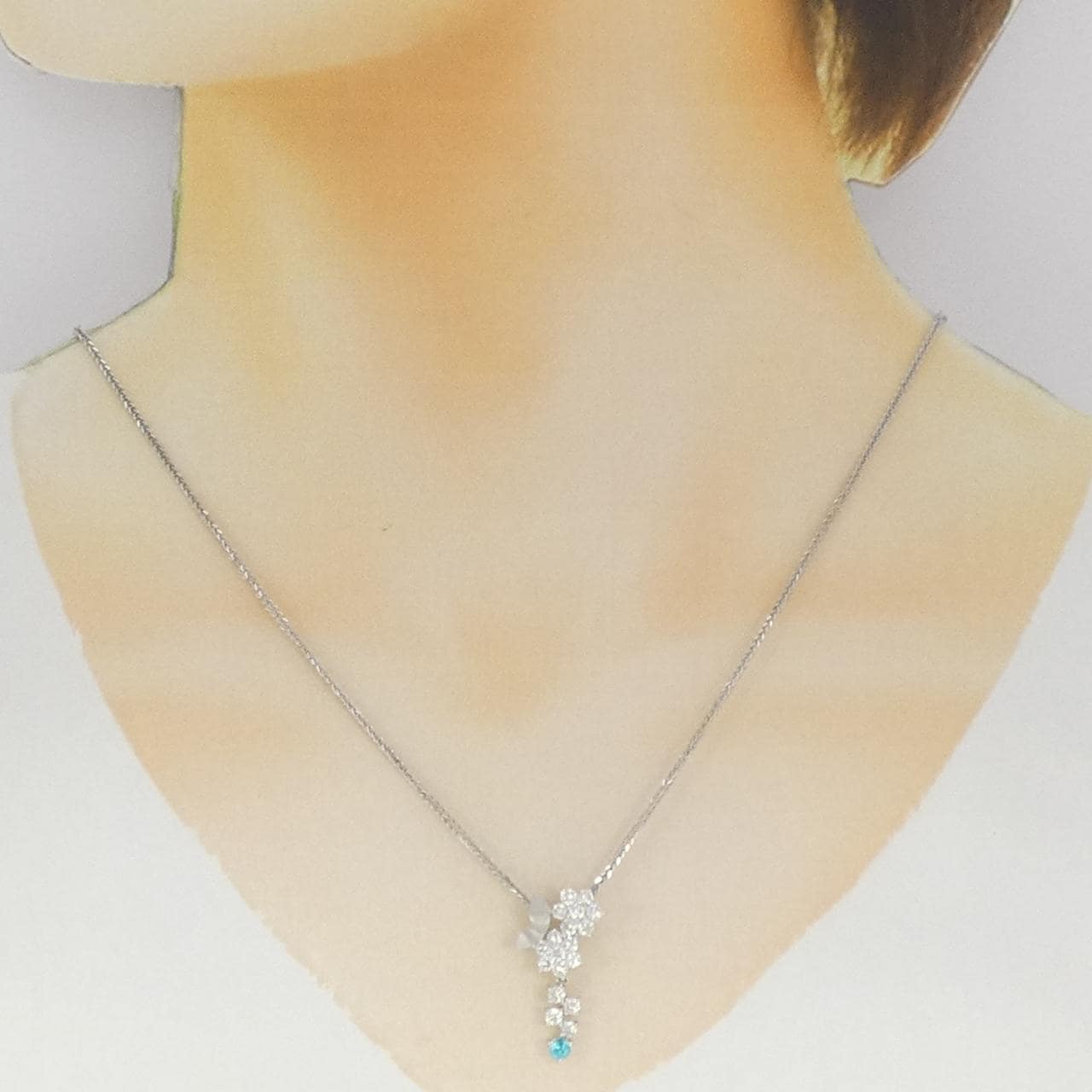 K18WG Flower Paraiba Tourmaline Necklace 0.11CT