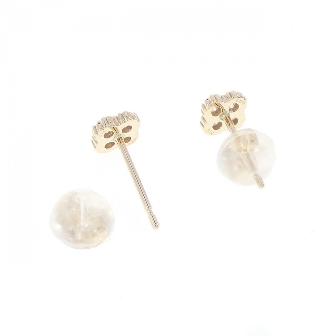 【リメイク】K10YG フラワー ダイヤモンド ピアス 0.10CT