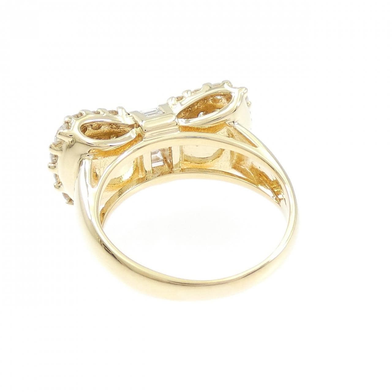 K18YG リボン ダイヤモンド リング 0.20CT