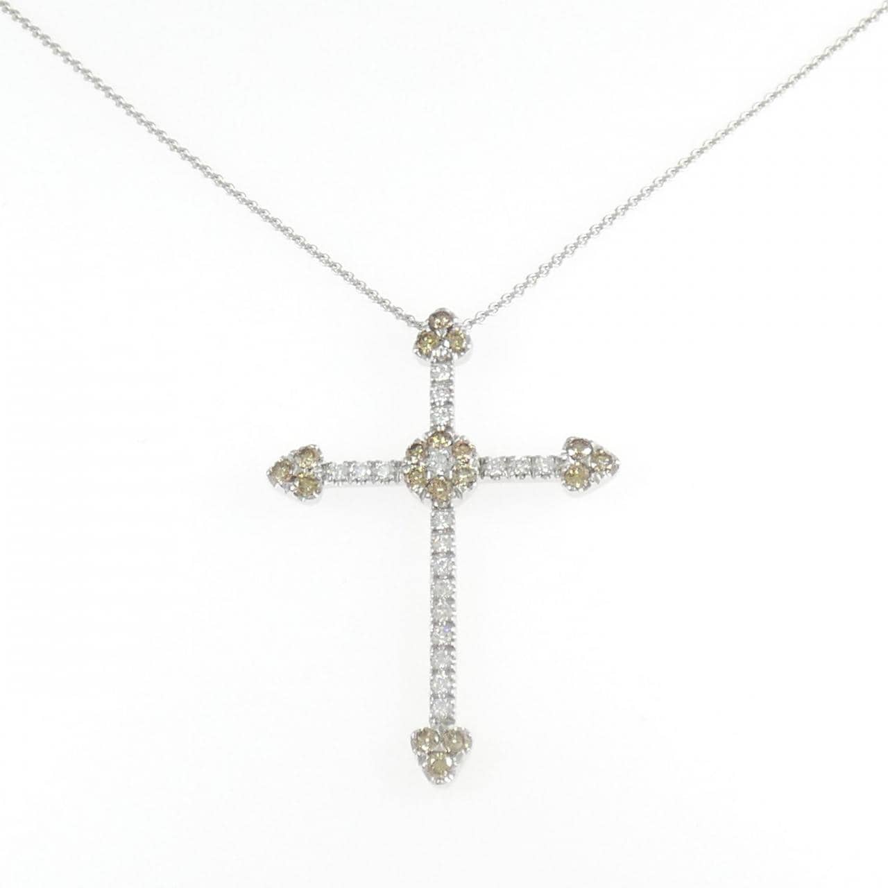 750WG/750PG クロス ダイヤモンド ネックレス