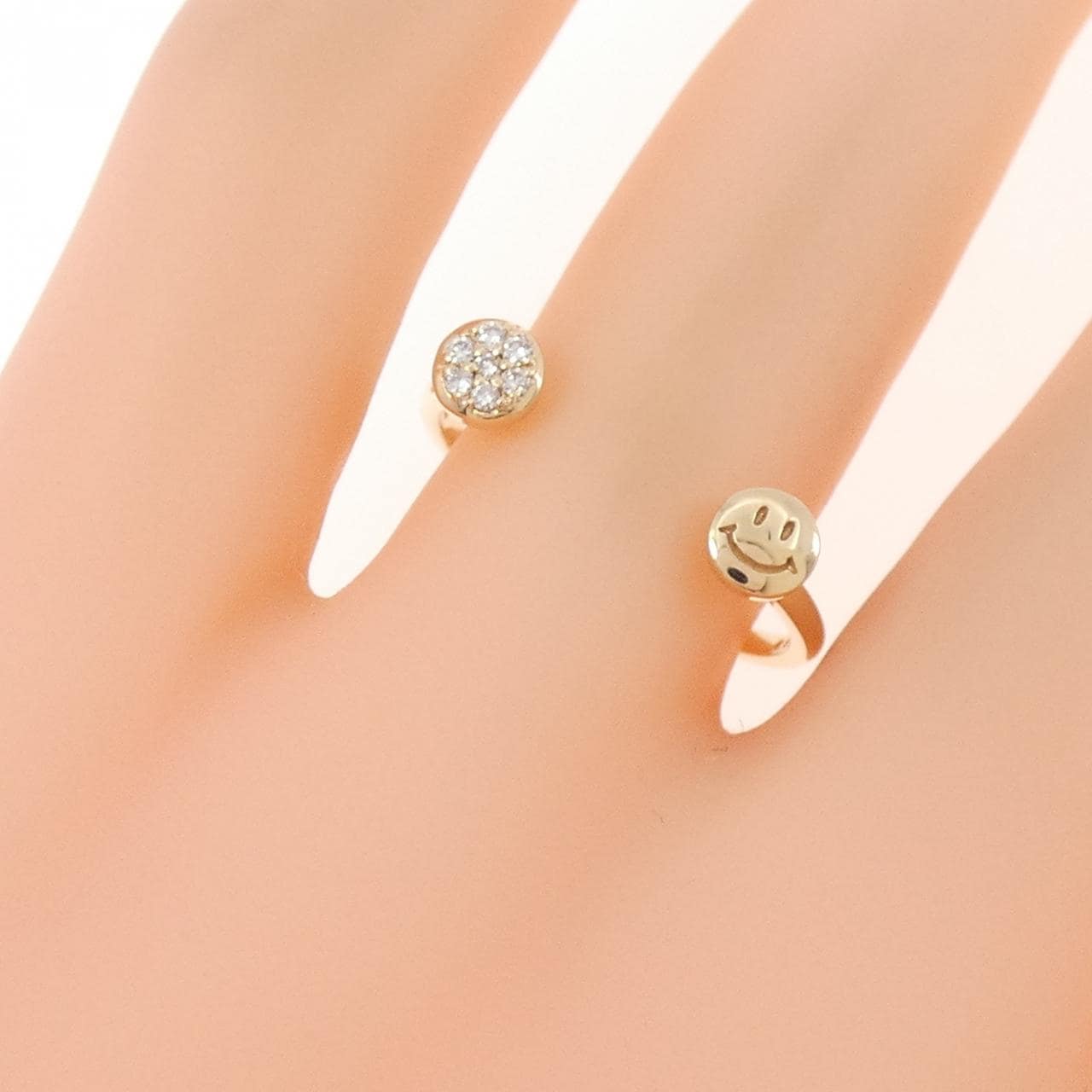 K10YG スマイル ダイヤモンド リング 0.03CT