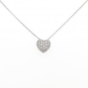 K18WG ハート パヴェ ダイヤモンド ネックレス 0.50CT