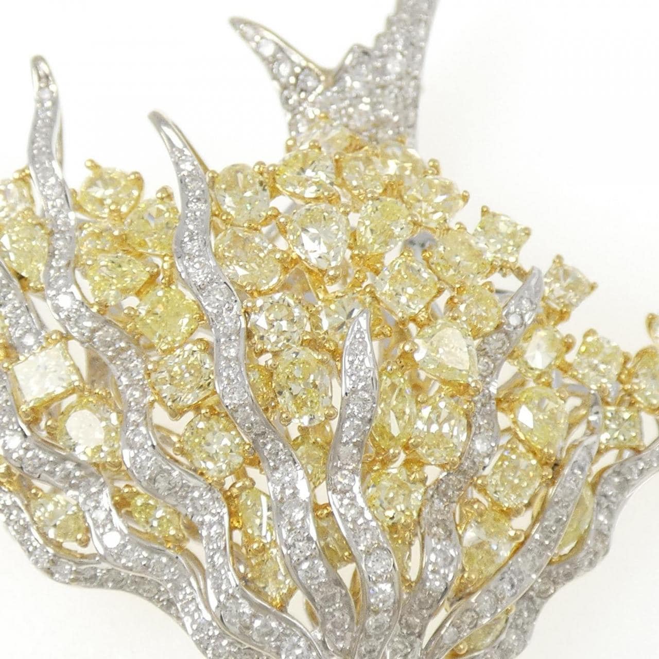 K18WG/K18YG ダイヤモンド ブローチ 13.9CT