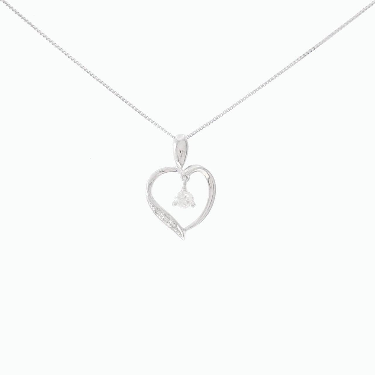 K18WG heart Diamond necklace 0.16CT