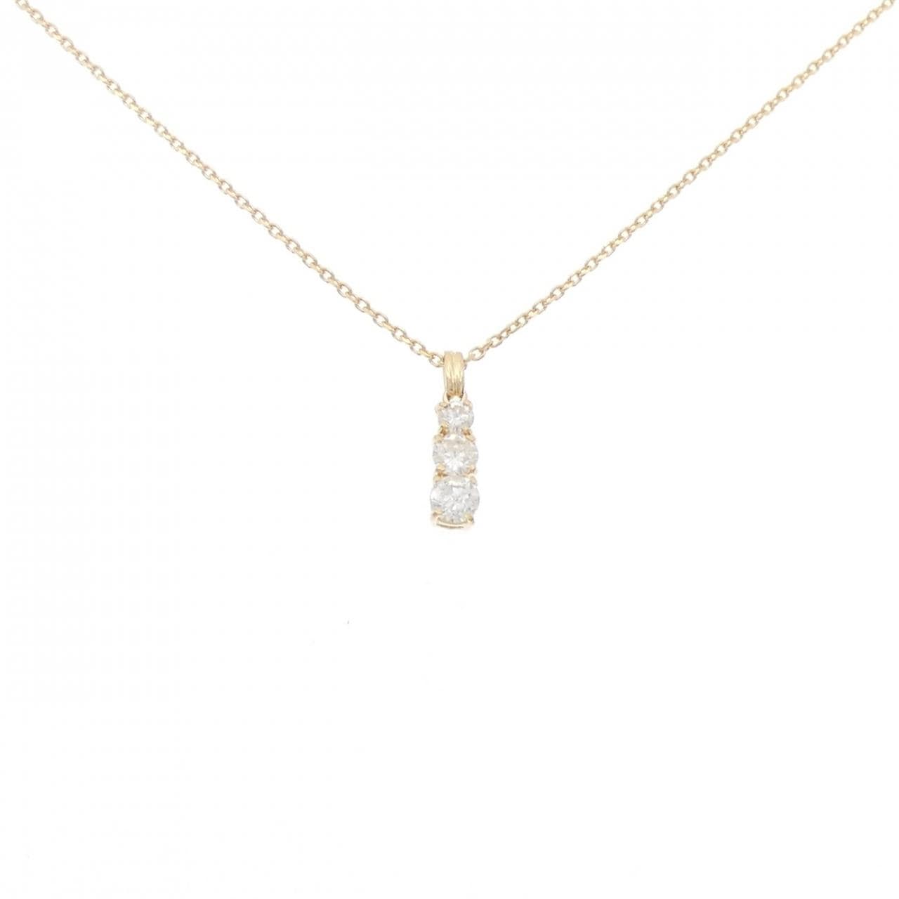 K18YG スリーストーン ダイヤモンド ネックレス 0.50CT