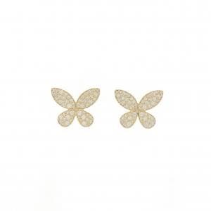 【新品】K18YG バタフライ パヴェ ダイヤモンド ピアス 1.20CT