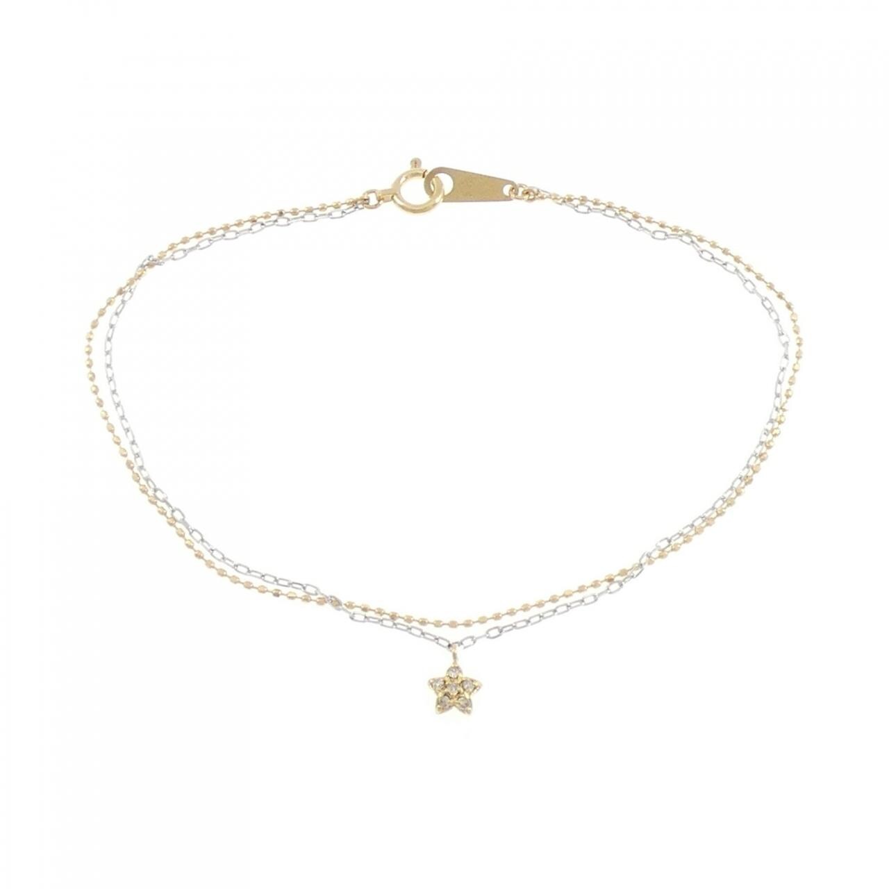 K18YG/K14WG スター ダイヤモンド ブレスレット 0.04CT