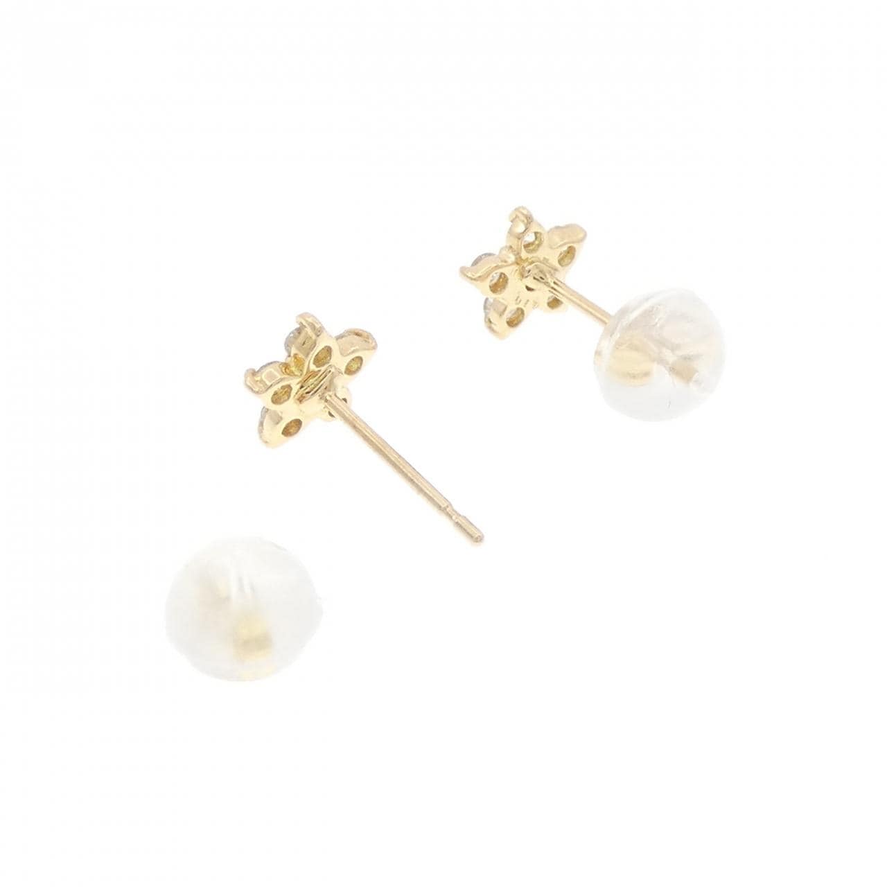 【新品】K18YG フラワー ダイヤモンド ピアス 0.20CT