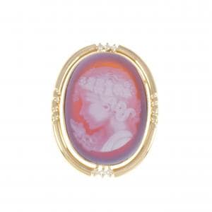 K18YG agate cameo brooch