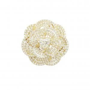 K18YG フラワー ダイヤモンド ブローチ 0.561CT