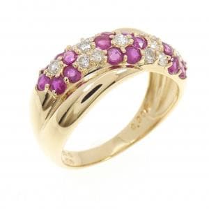 K18YG フラワー ルビー リング 1.00CT