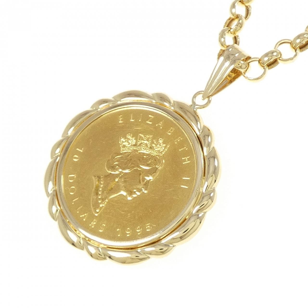 K18YG/750YG(frame) coin necklace